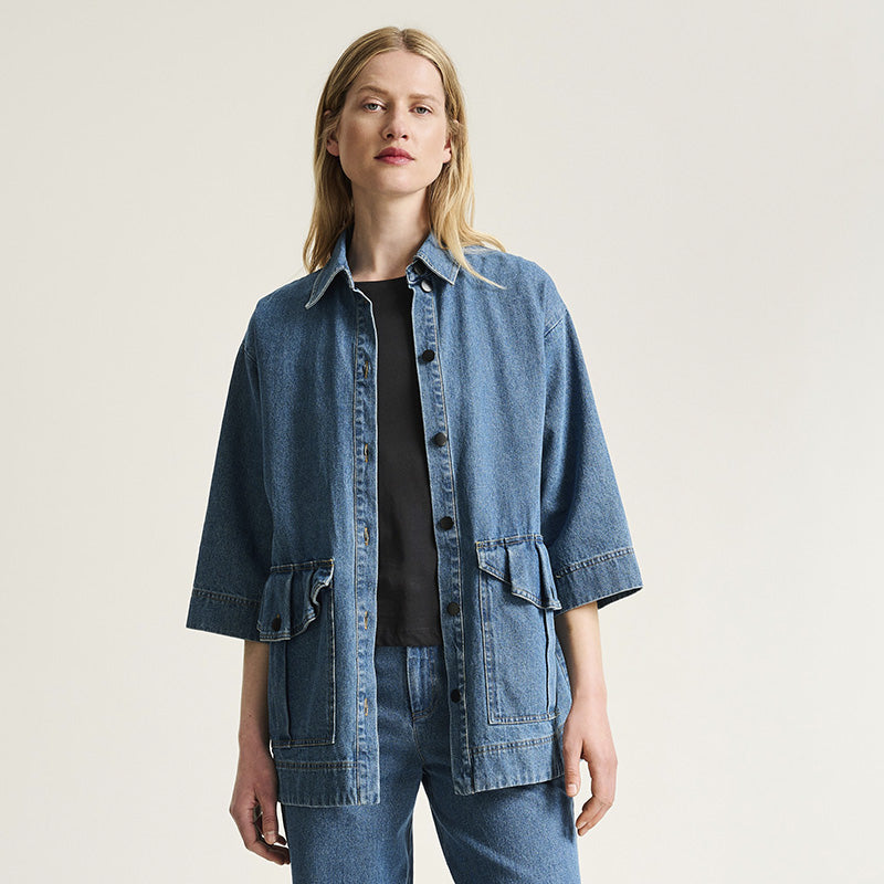 Bitte Kai Rand Hayato Lang Jakke - Denim Blue