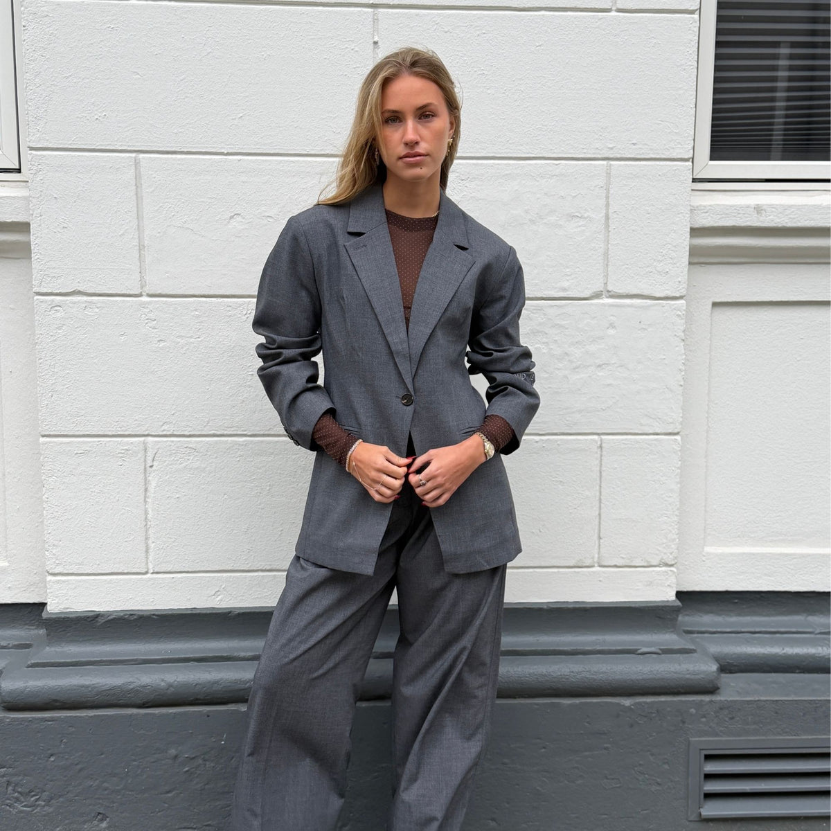 2NDDAY Hanzan Fitted Blazer - Light Grey Melange