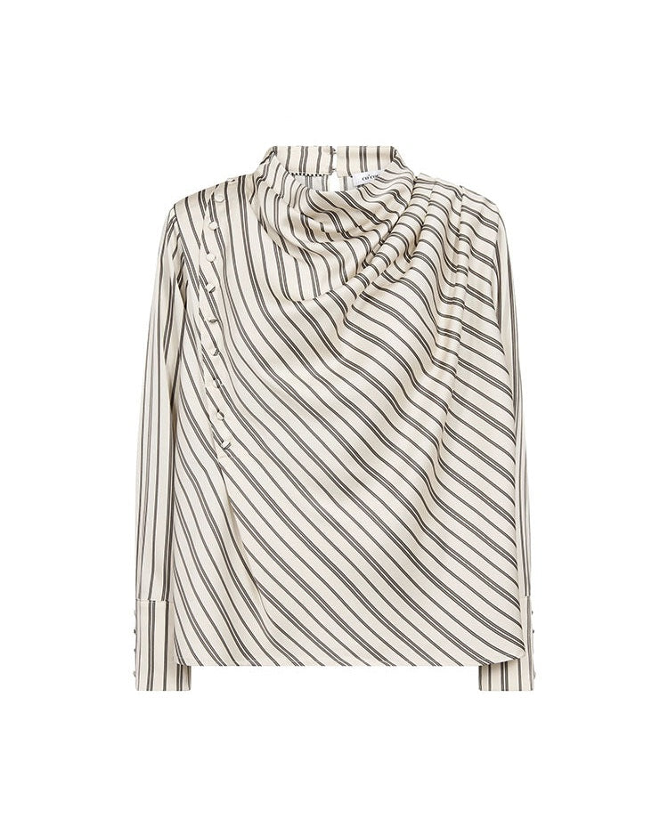Co'couture HellyCC Button Stripe Bluse - Off White