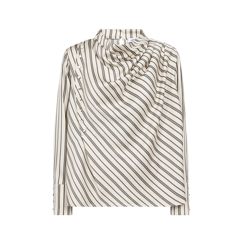 Co'couture HellyCC Button Stripe Bluse - Off White