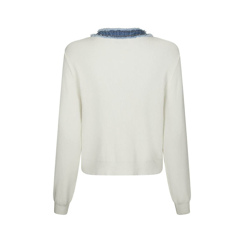 Neo Noir Zelma Strik Denim Cardigan - Off White