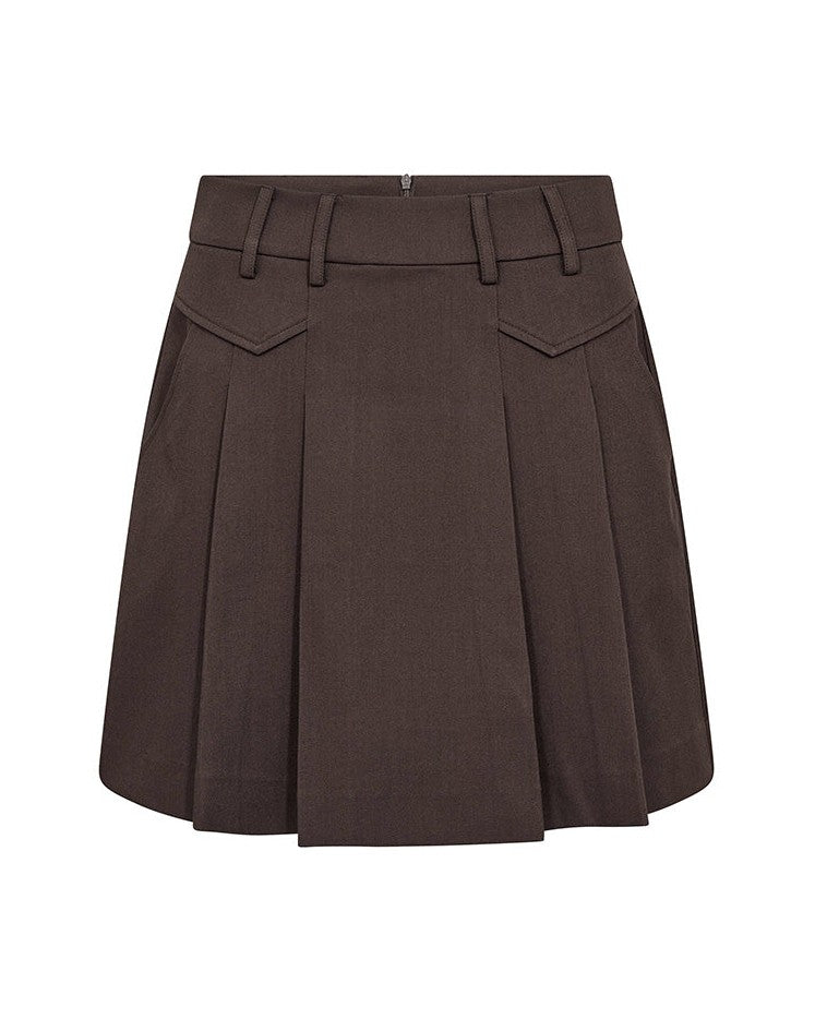 Co'couture LunaCC Pocket Pleat Mini Nederdel - Dark Brown