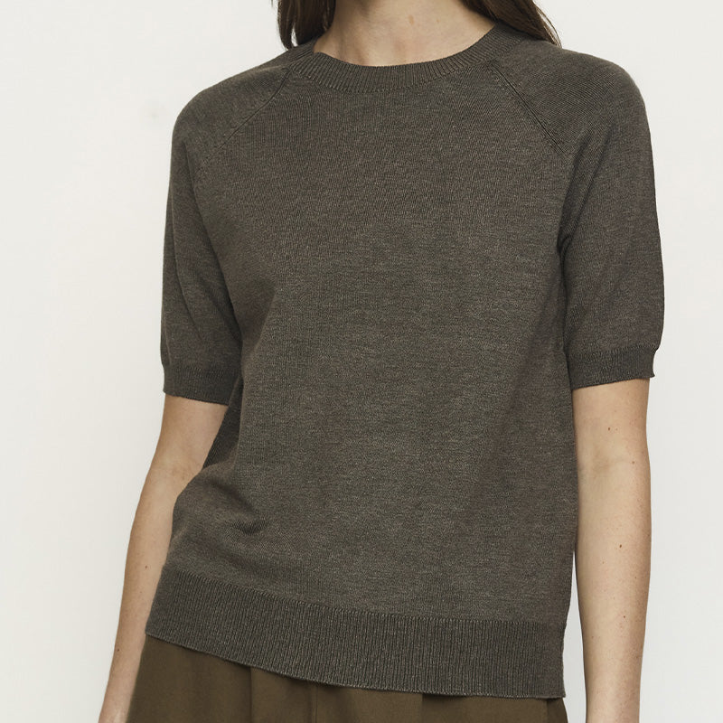Soft Rebels SRMarla SS O-neck Strik - Canteen Melange