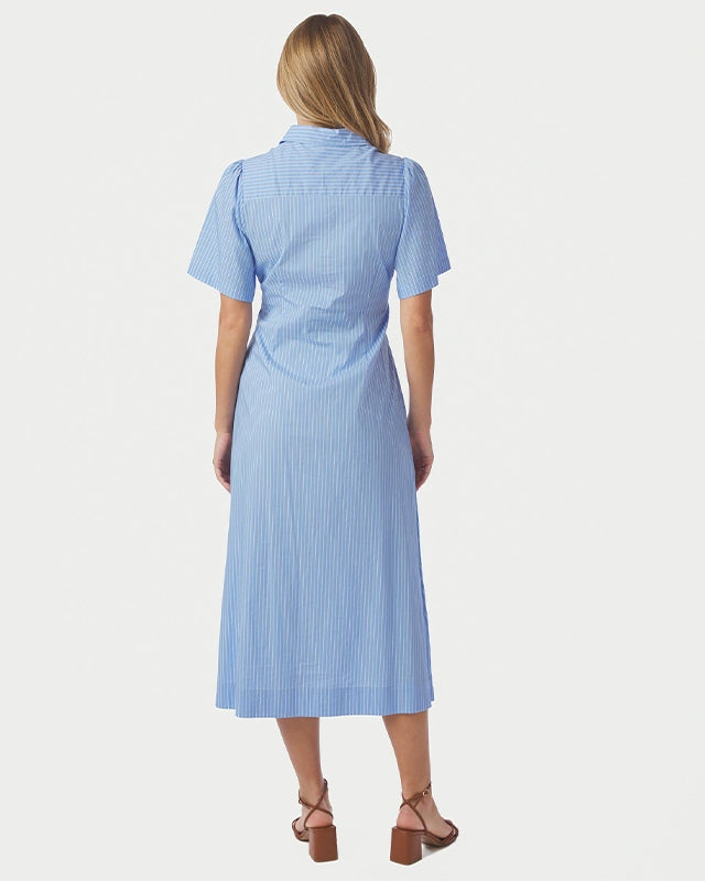 Neo Noir Baia Stripe Poplin Kjole - Light Blue