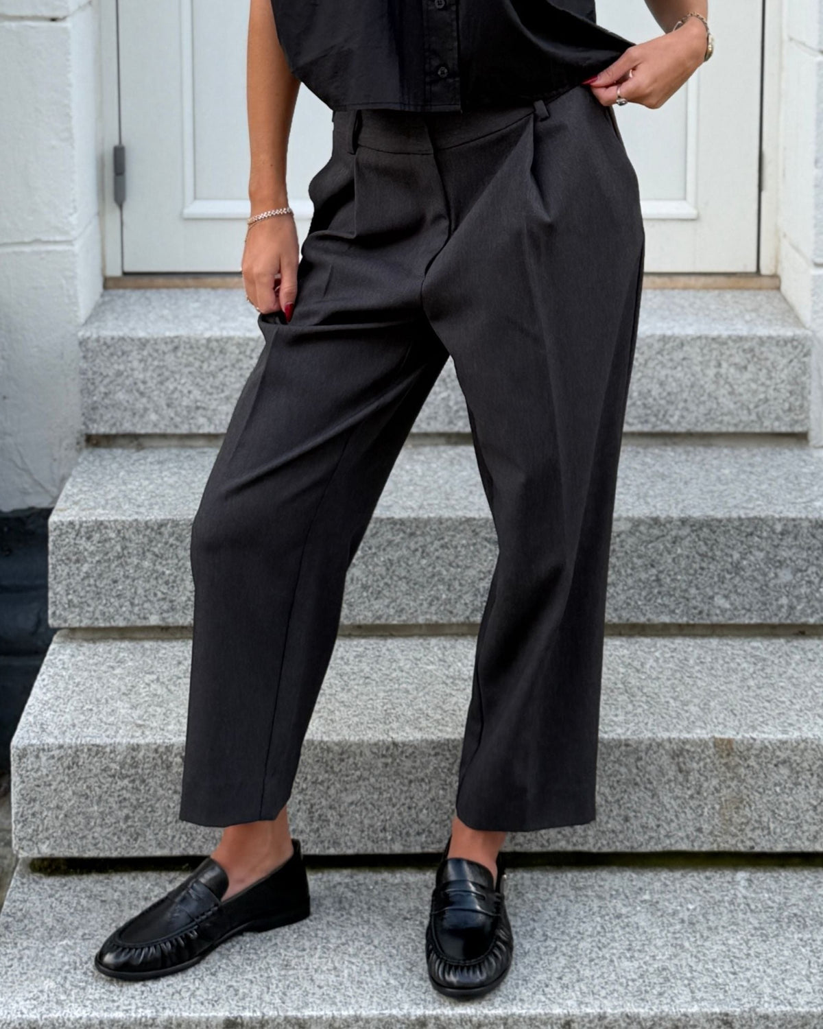Haute L'amitie Amy Crop Bukser - Grey Melange