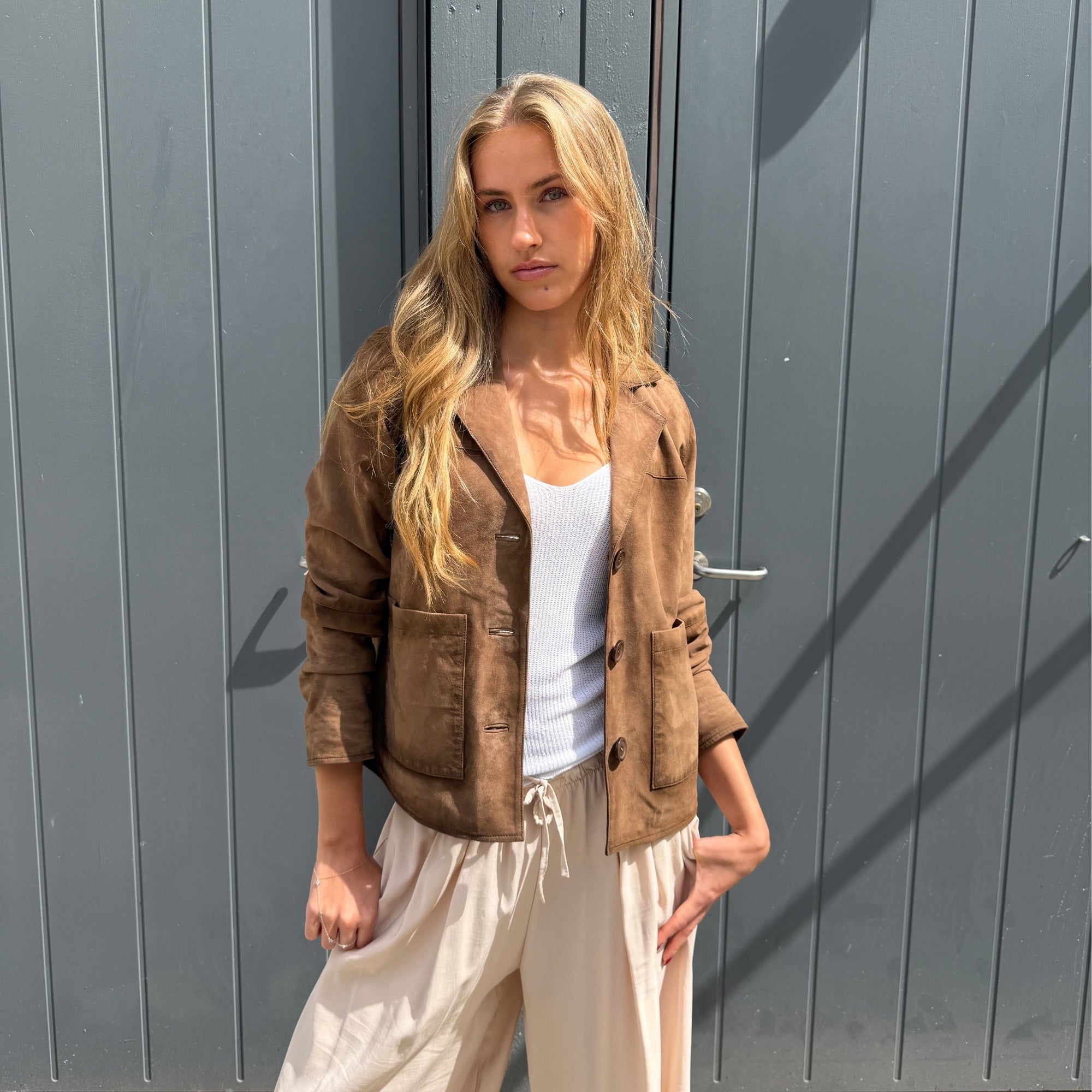 Notyz Suede Blazer Jakke 11449-no 2 - Hazelnut