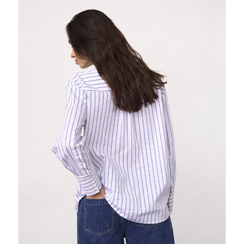 Co'couture SomoCC Stripe Funnel Neck Skjorte - White
