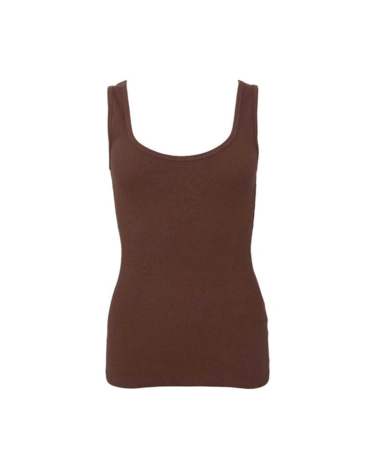 Black Colour BCVibs Rib Tanktop - Espresso