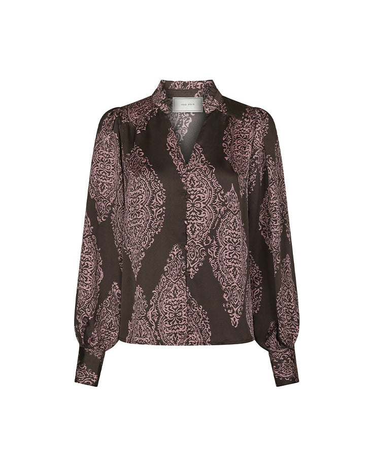Neo Noir Massima Paisley Drop Bluse - Brown/ Evening Rose