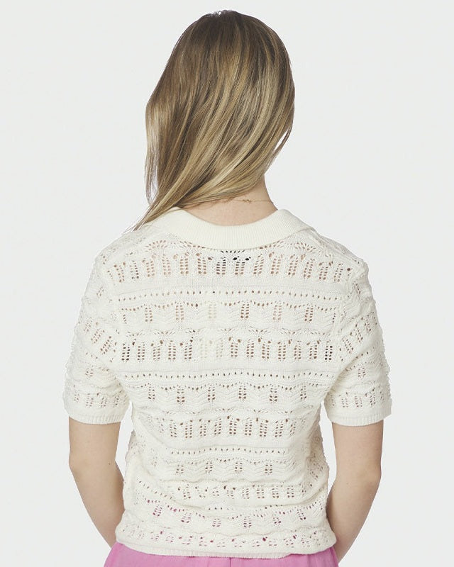 Neo Noir Marisini Stitch Polo Strik Top - Off White