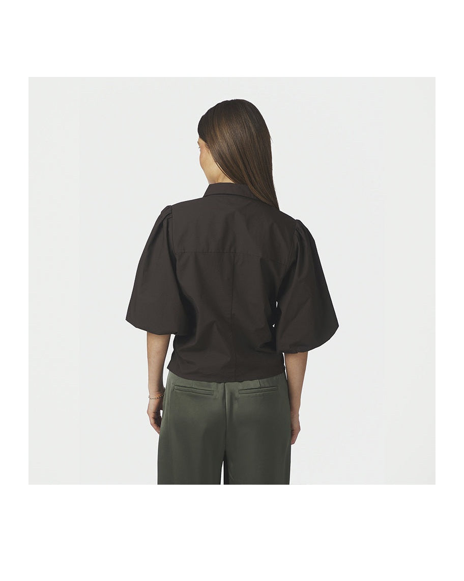 Neo Noir Ismara Solid Skjortebluse - Dark Brown