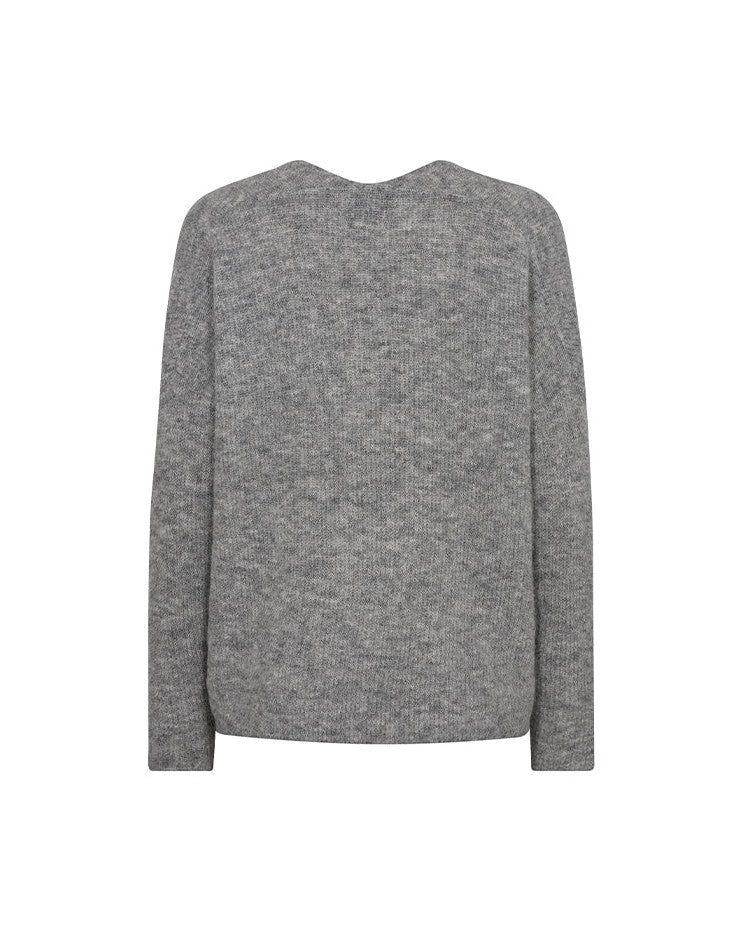 Mos Mosh MMThora V-neck Strik - Grey Melange