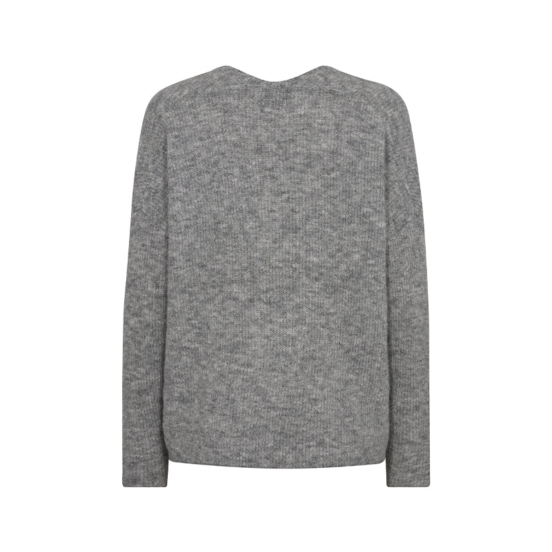 Mos Mosh MMThora V-neck Strik - Grey Melange