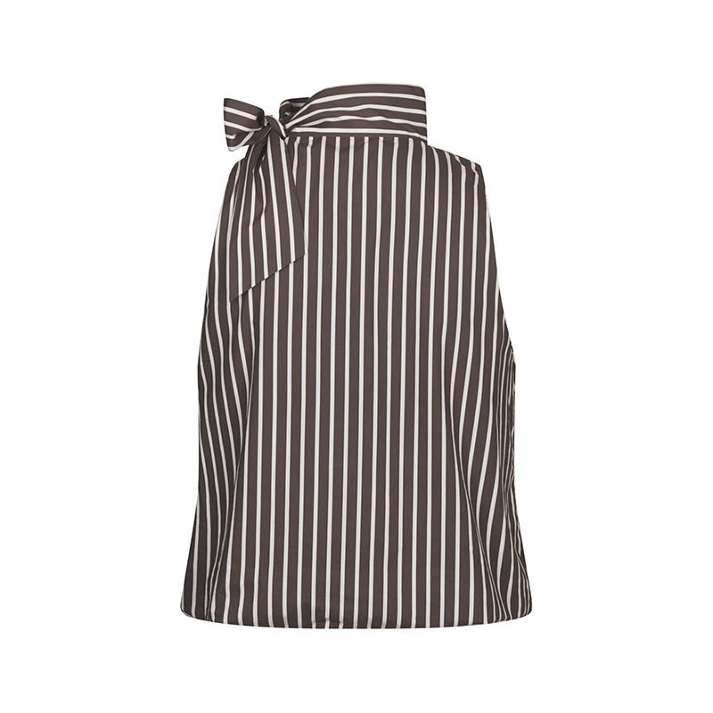 Neo Noir Veda Wide Stribet Top - Dark Brown