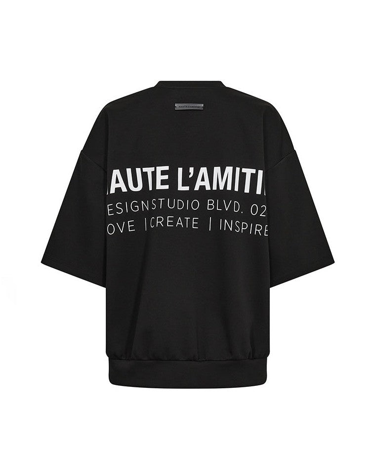 Haute L'amitie Back Print Studio SS Sweatshirt - Black
