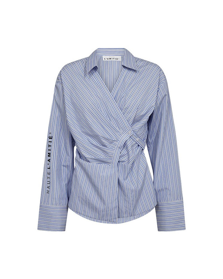 Haute L'amitie Nina Strap Skjorte - Pale Blue Stripe
