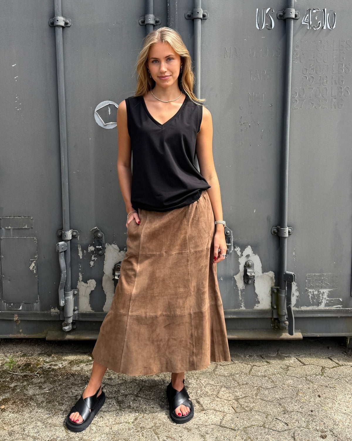 Notyz Suede Nederdel 11395 - Hazelnut