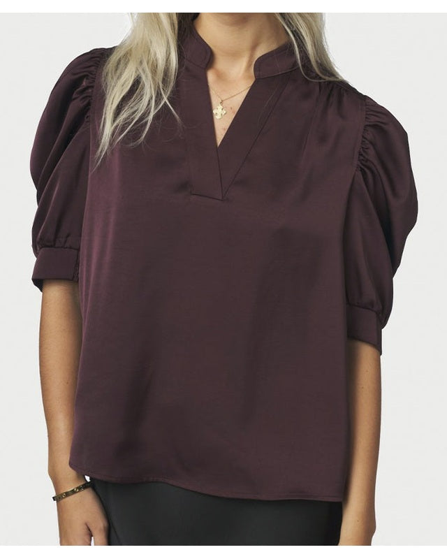 Neo Noir Roella Heavy Bluse - Burgundy