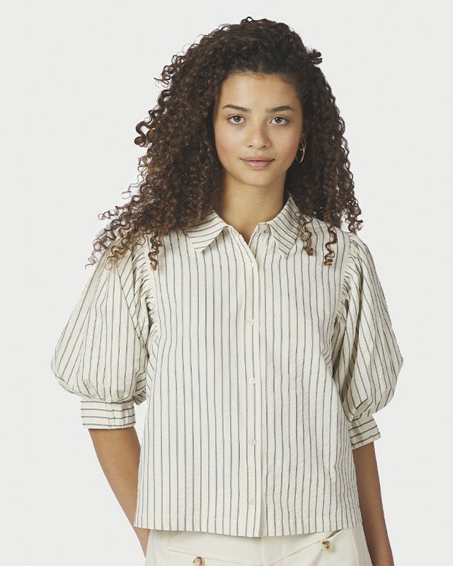 Neo Noir Etta Slim Stripe Skjorte - Off White