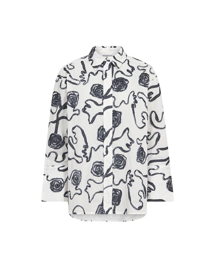 Co'couture ElricCC Flower Skjorte - Navy
