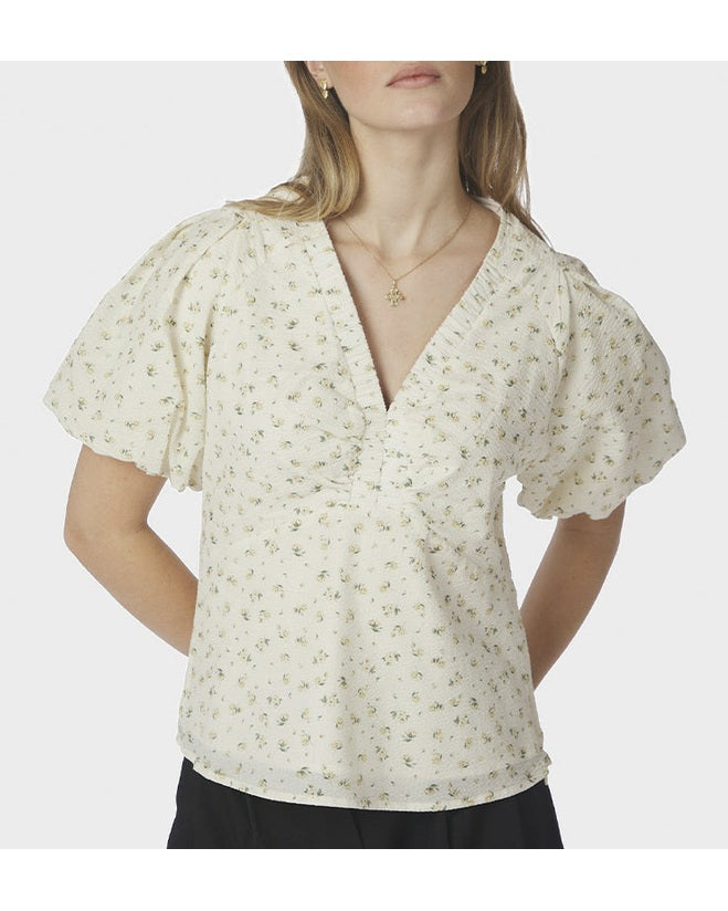 Neo Noir Irina Small Rose Bluse - Light Yellow