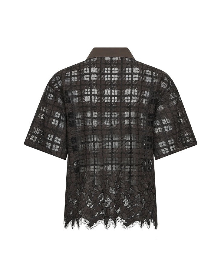 Mos Mosh MMLia Checko SS Lace Skjorte - Delicioso