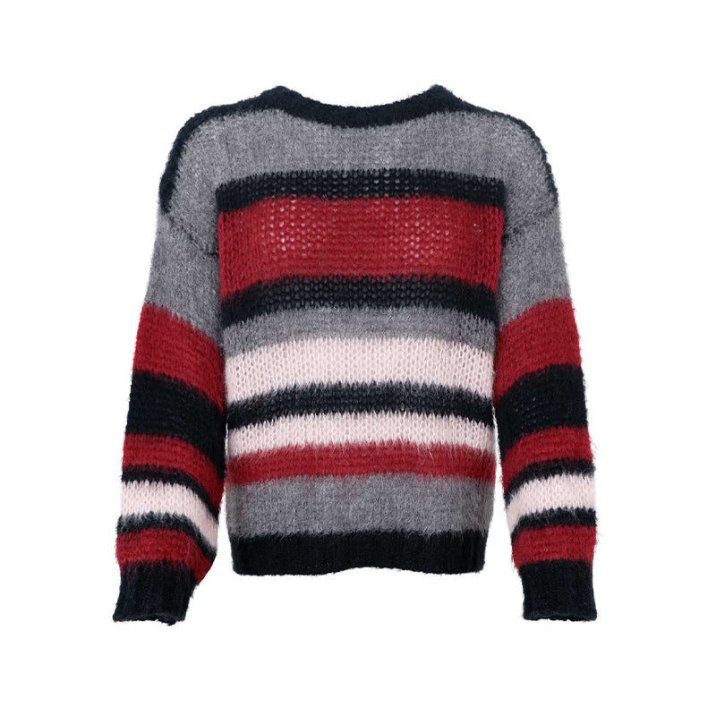 Black Colour BCLina Striped Strik Jumper - Wine