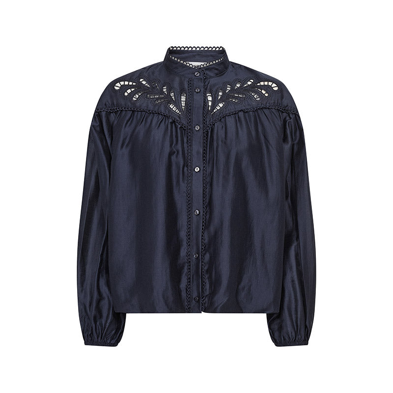 Co'couture MelinCC Balloon Lace Skjorte - Navy