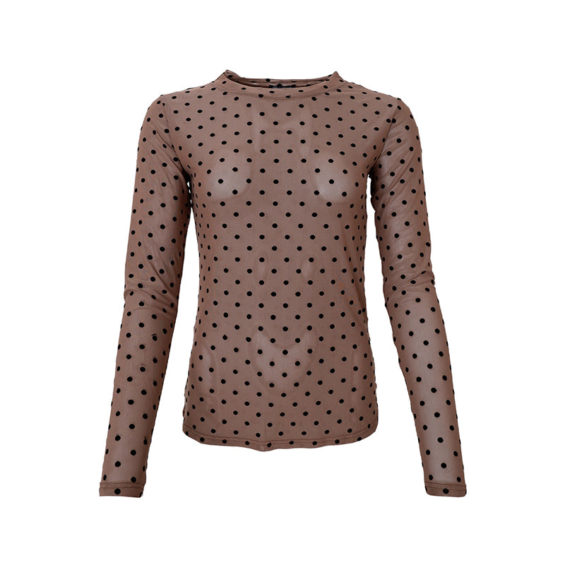 Black Colour BCJennie Dotted Meshbluse - Espresso