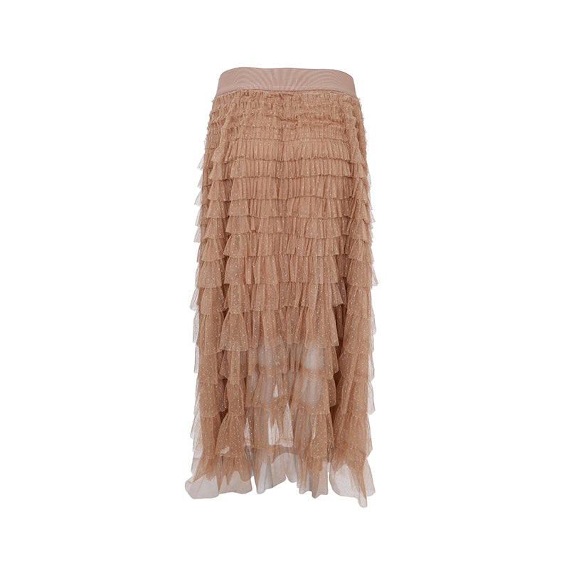 Black Colour Angelina Mesh Nederdel - Latte