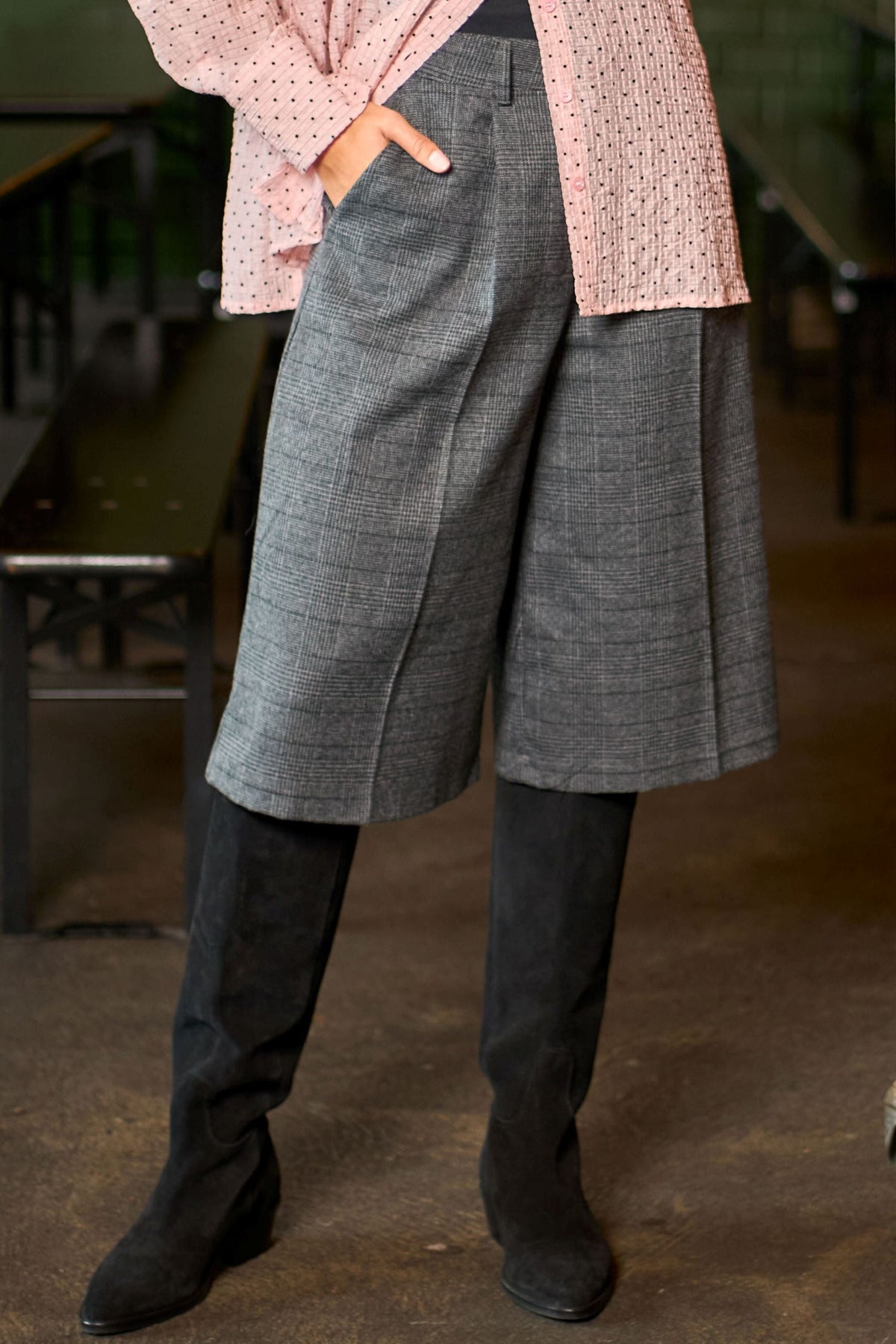 Black Colour BCLuciano Pleated Jorts - Dk Grey
