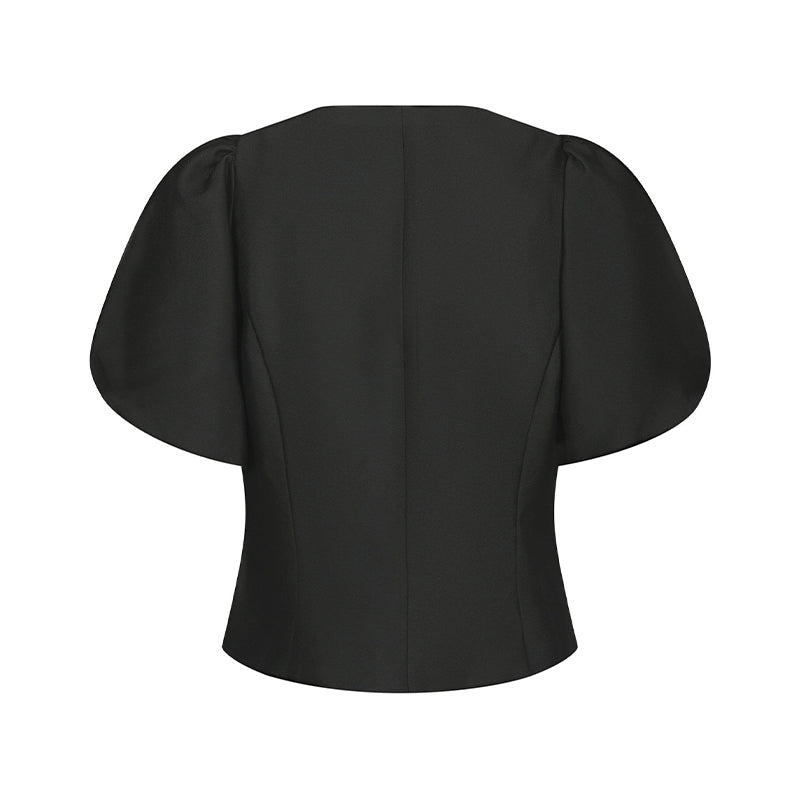Neo Noir Anela Mandarin Dull Satin Bluse - Black