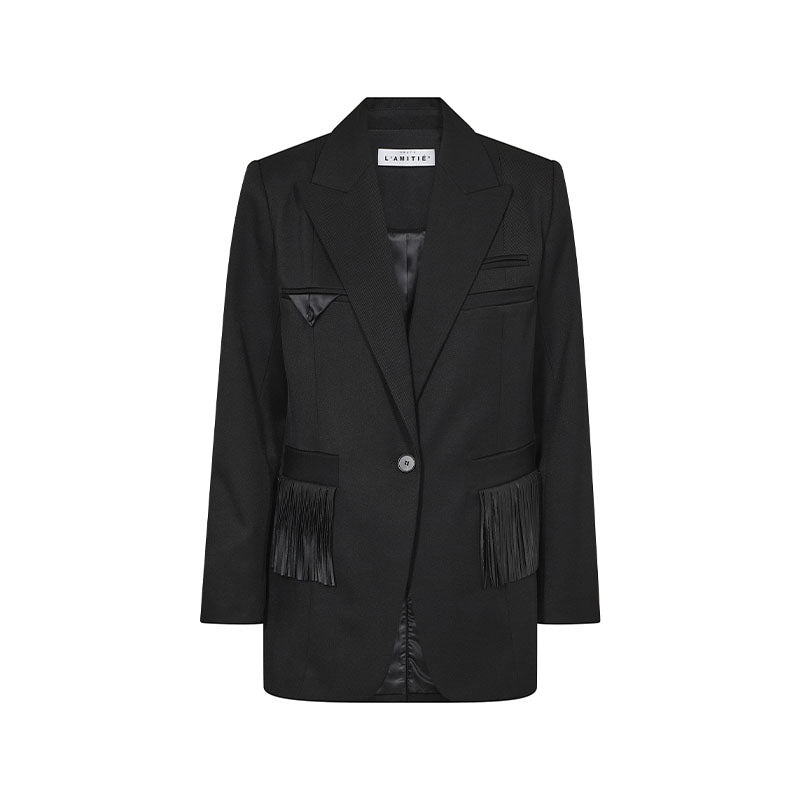 Haute L'amitie Premiere Fringe Blazer - Black