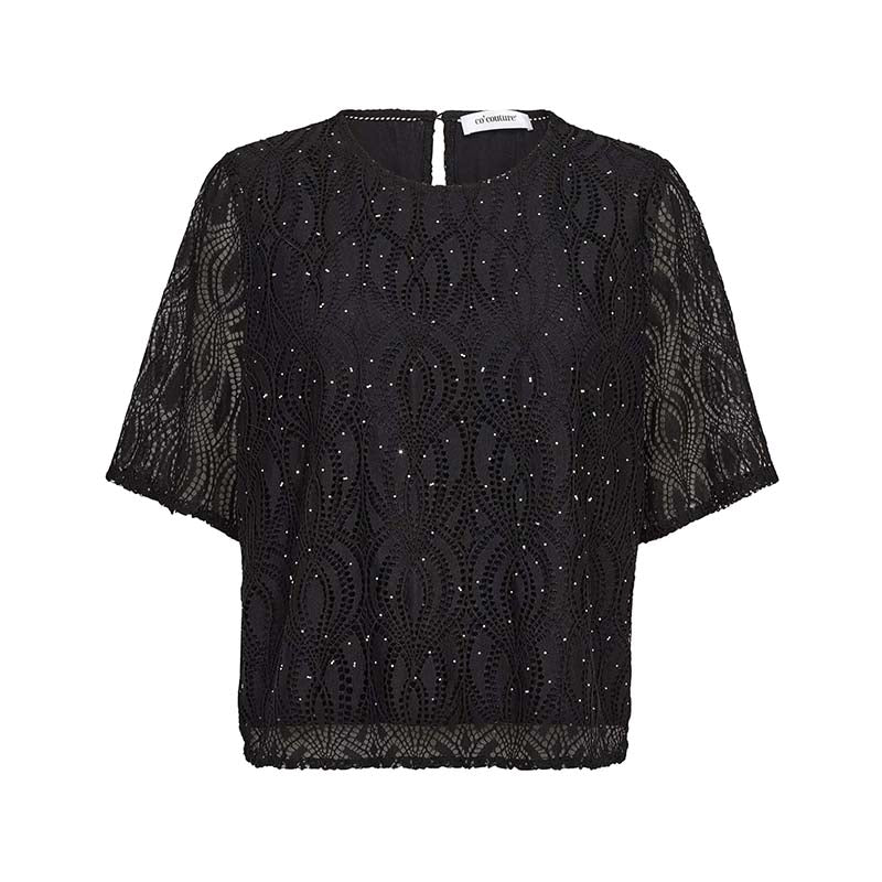 Co'couture EricaCC Stone Lace Bluse - Black