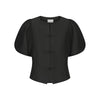 Neo Noir Anela Mandarin Dull Satin Bluse - Black