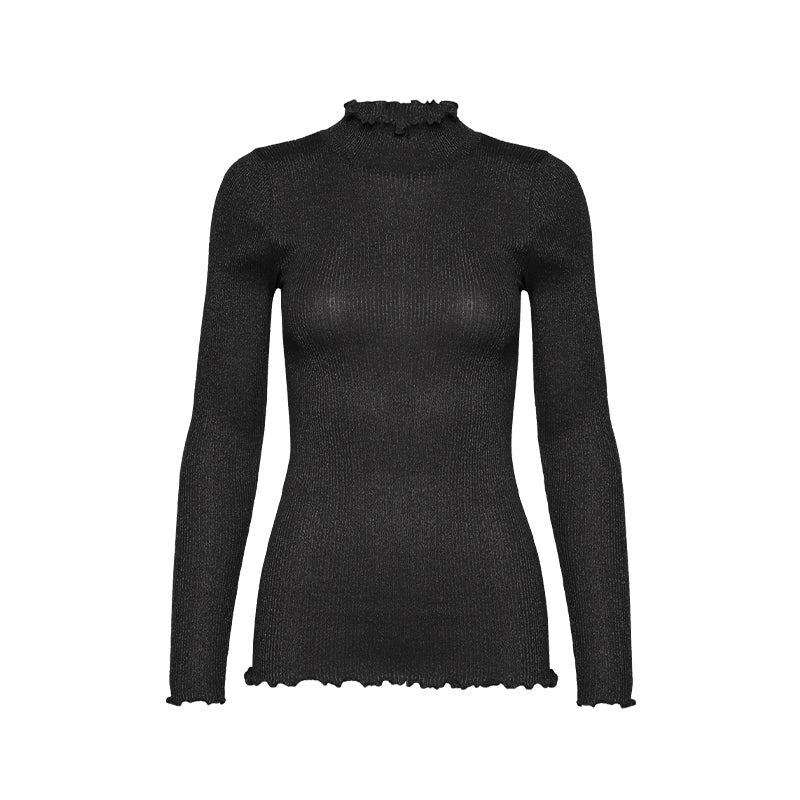 Rosemunde RWBoston Lurex LS T-neck T-shirt - Black