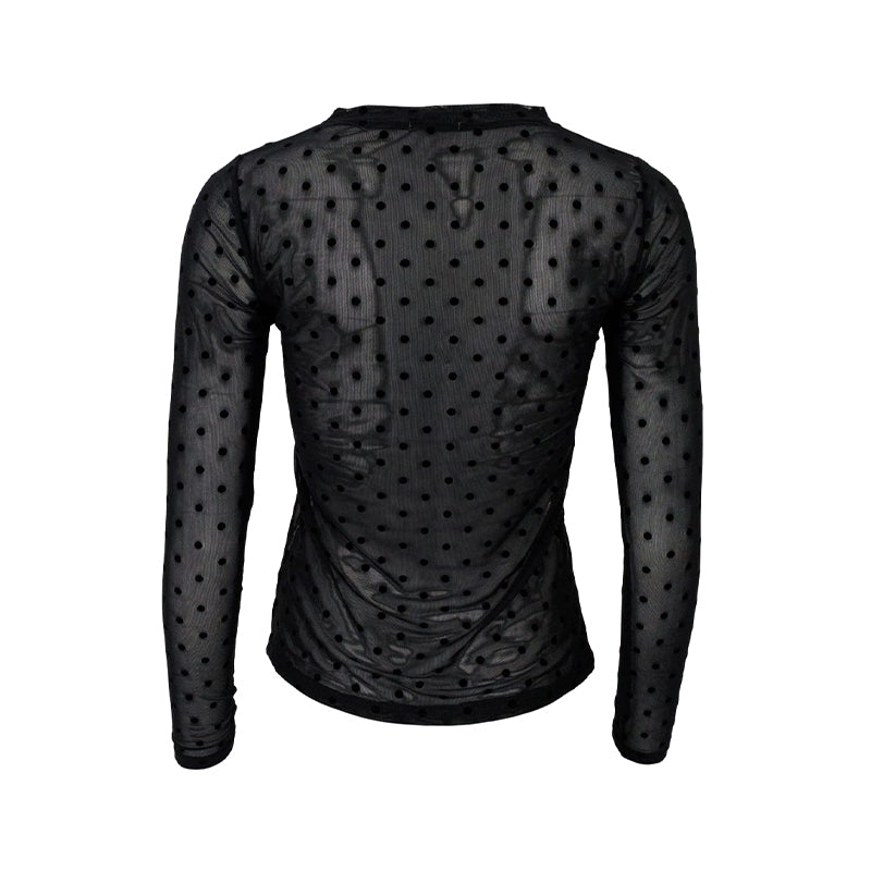 Black Colour BCJennie Dotted Meshbluse - Black