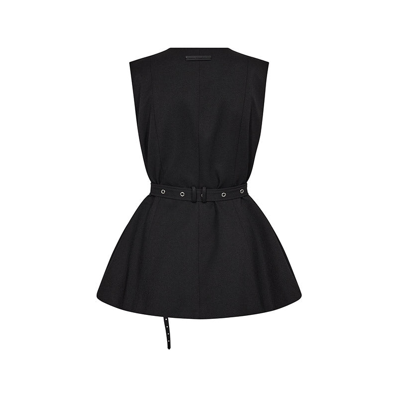 Haute L'amitié Premiere Peplum Belt Vest - Black