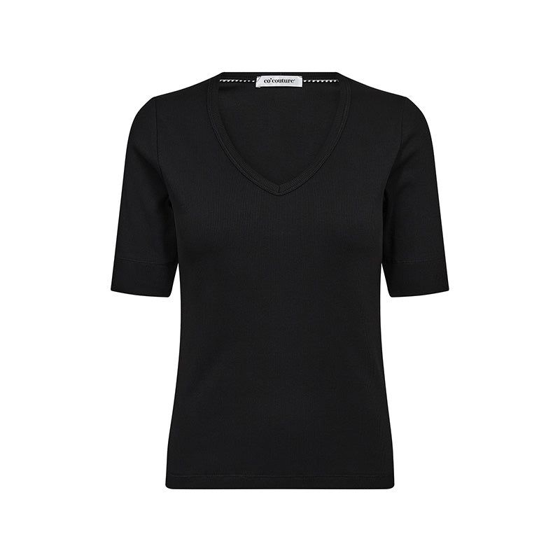 Co'couture GrannyCC Rib SS V-Tee - Black