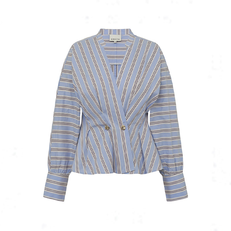 Gossia MieGO Bluse - Blue/ Brown Stripes