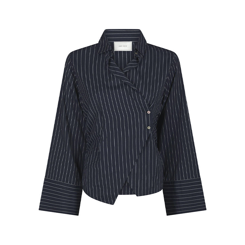 Neo Noir Fenli slim stripe Skjorte - Navy