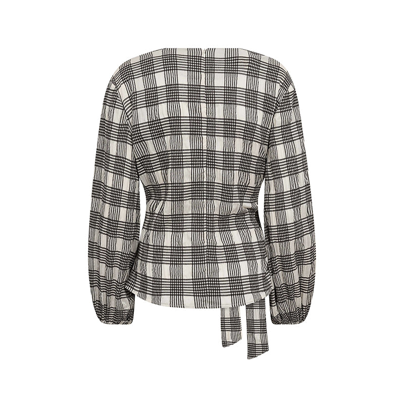 Co'couture ChandlerCC Check Tie Bluse - Bone