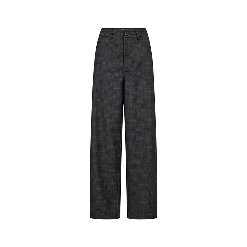 Co'couture EloraCC Check Barrel Bukser - Dark Grey