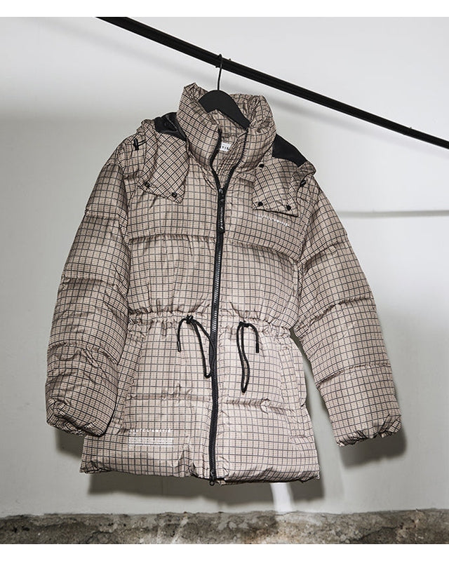 Haute L'amitie Climb Check Puffer Jacket - Brown Check