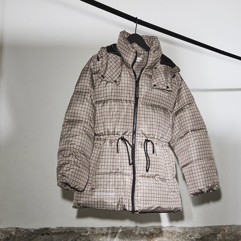 Haute L'amitie Climb Check Puffer Jacket - Brown Check