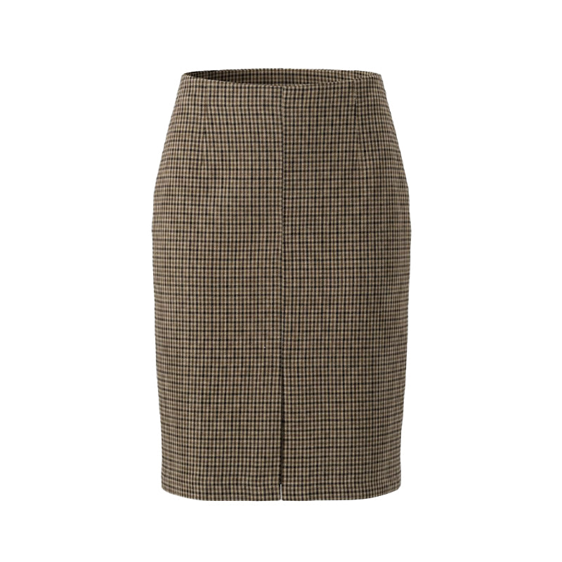 Withblack Jackie Checked Nederdel - Brown Camel Check