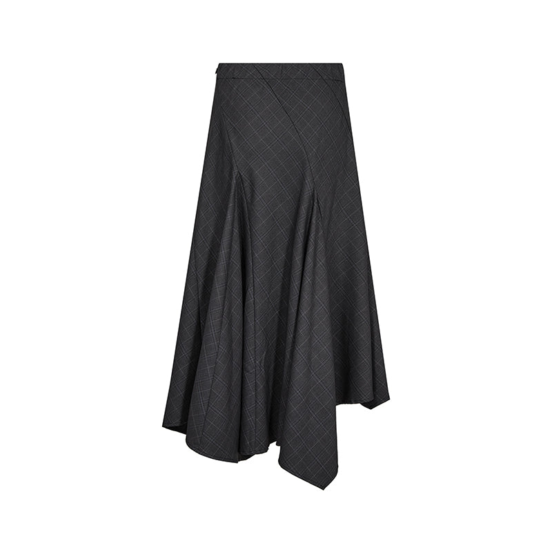 Co'coiuture EloraCC Check Asym Nederdel - Dark Grey