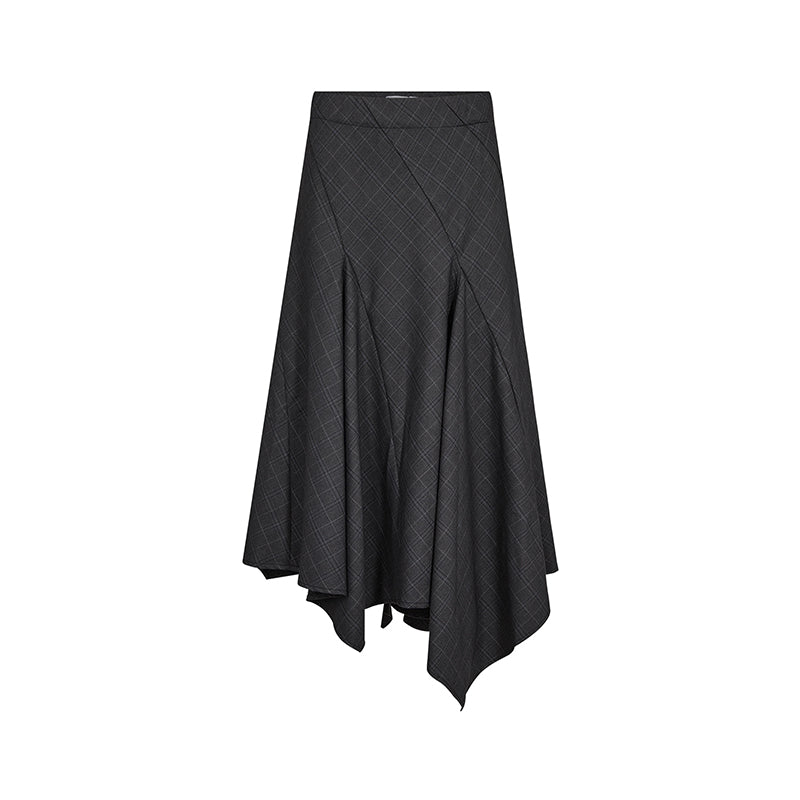 Co'coiuture EloraCC Check Asym Nederdel - Dark Grey