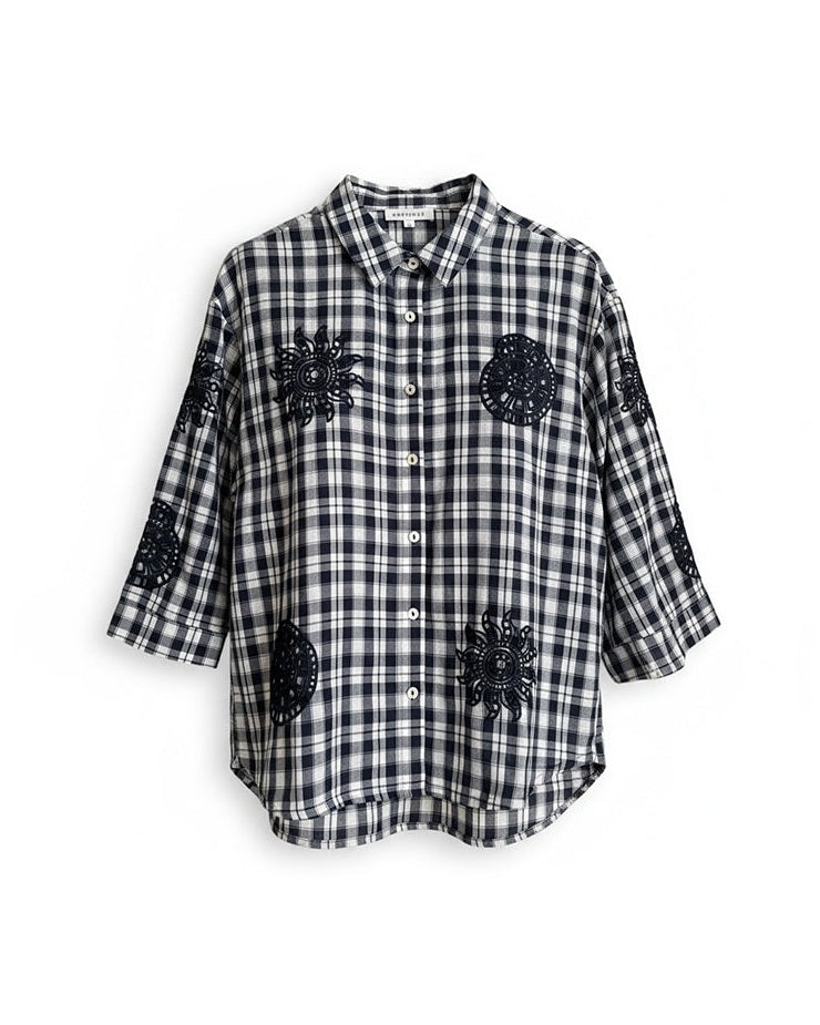 Continue Emilia Check Skjorte - Navy Check