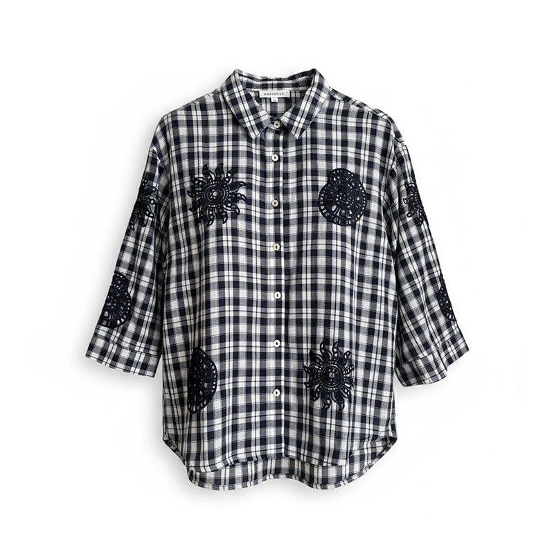 Continue Emilia Check Skjorte - Navy Check
